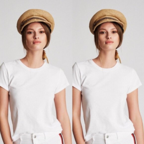 BRIXTON // tan straw leather detail kayla fiddler cap nwot medium main image 12